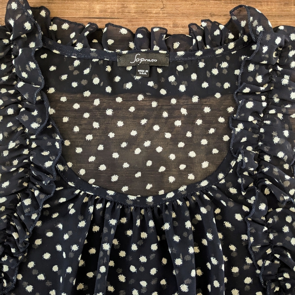 Soprano Polka Dot Ruffle Blouse